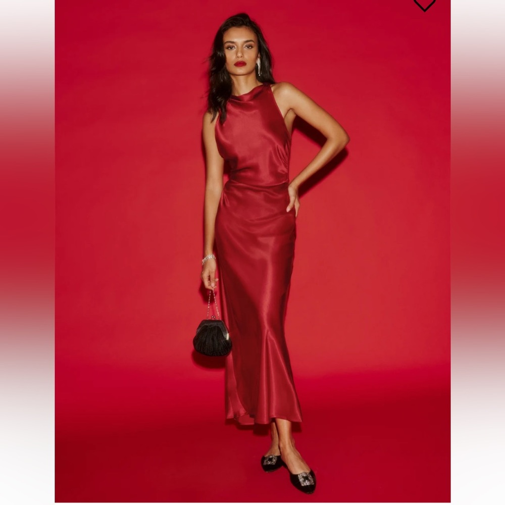 Reformation Cassette Red Silk Dress- 2
